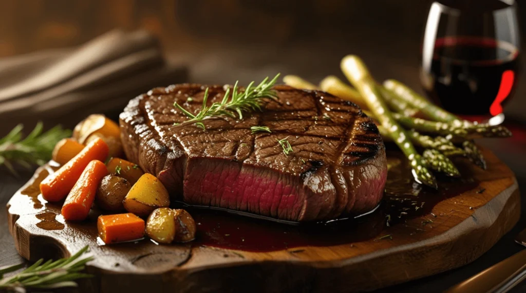 Chuck Eye Steak sizzling in a cast iron skillet