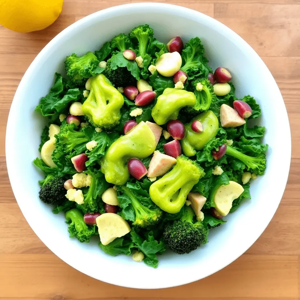 Delicious Chick Fil A Kale Salad with fresh kale, broccolini, and lemon Dijon vinaigrette