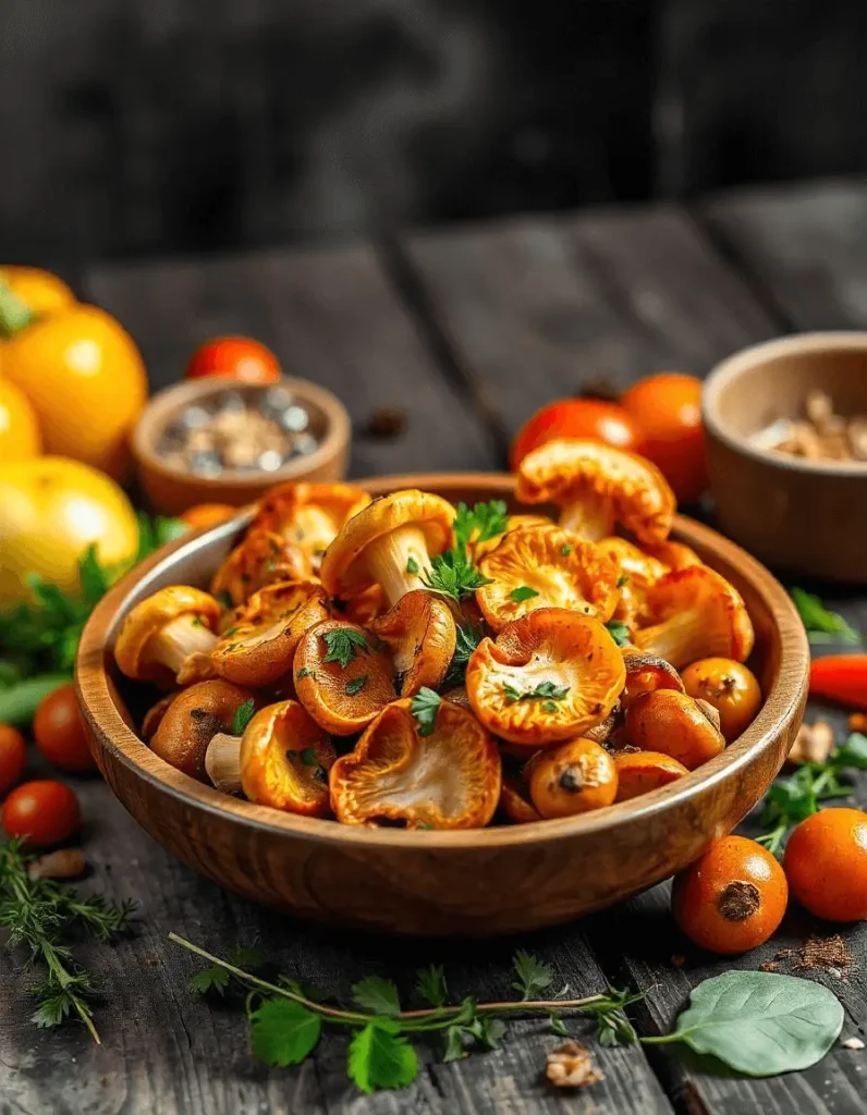 Grilled chicken of the woods mushrooms on a platter