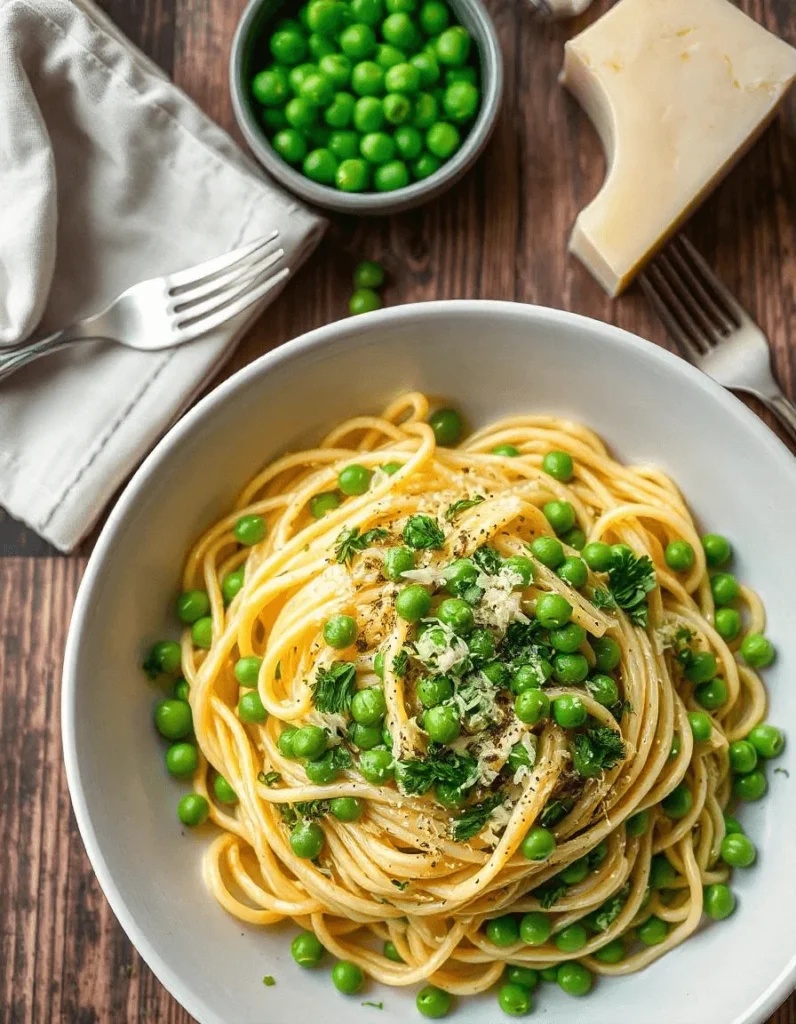 Boiling pasta in a pot with fresh peas being added