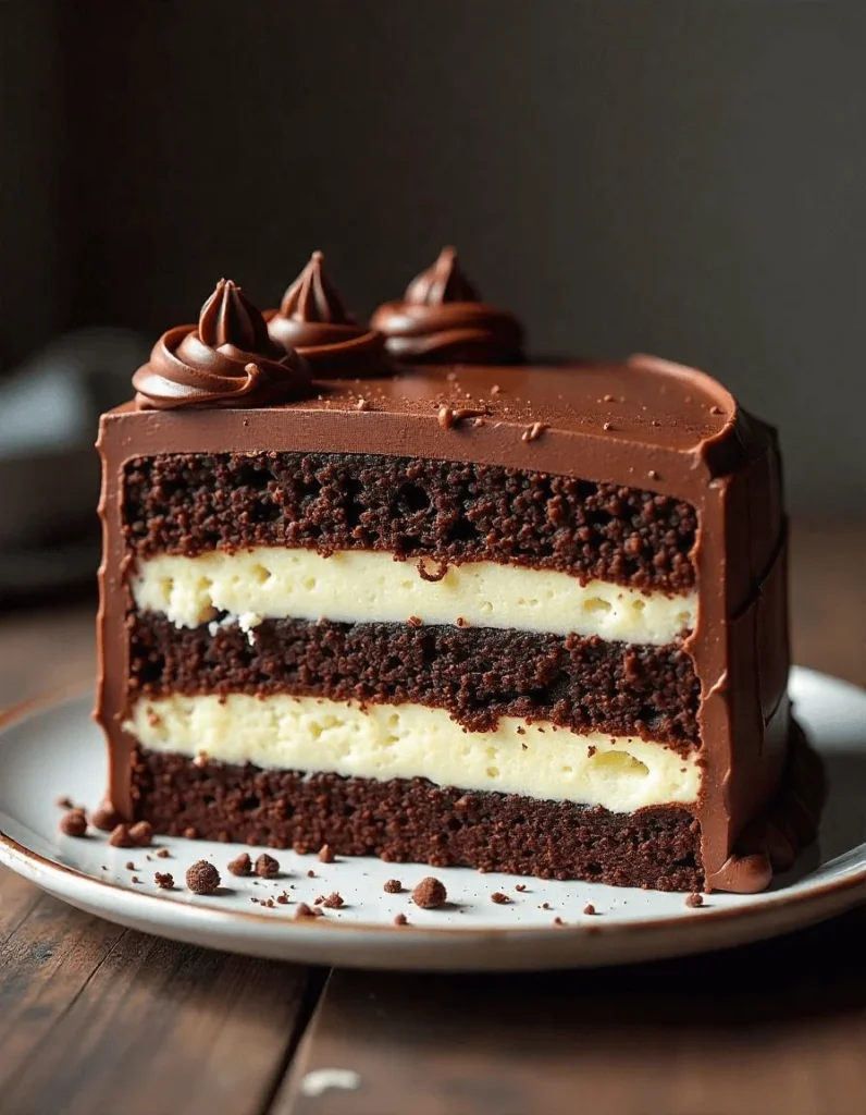 Zebra cake with decorative frosting and sprinkles