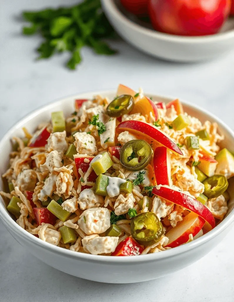 Blogger presenting delicious chicken salad recipe on a laptop, showcasing flavorful variations