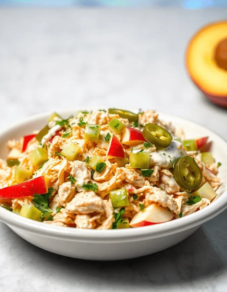 Sweet and savory chicken salad with apples, nuts, and creamy dressing