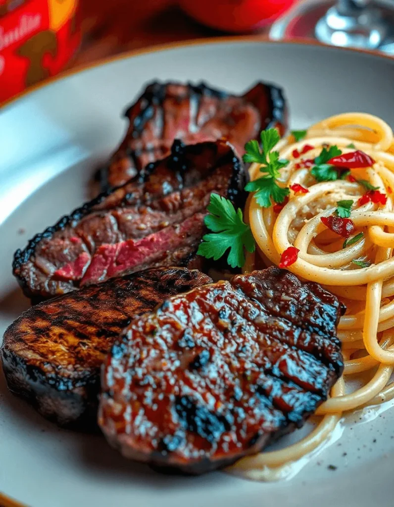 Juicy medium-rare steak slices on a plate