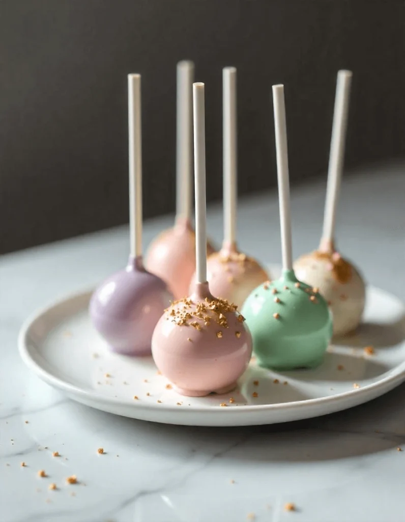 Starbucks cake pops decorated with gold sprinkles