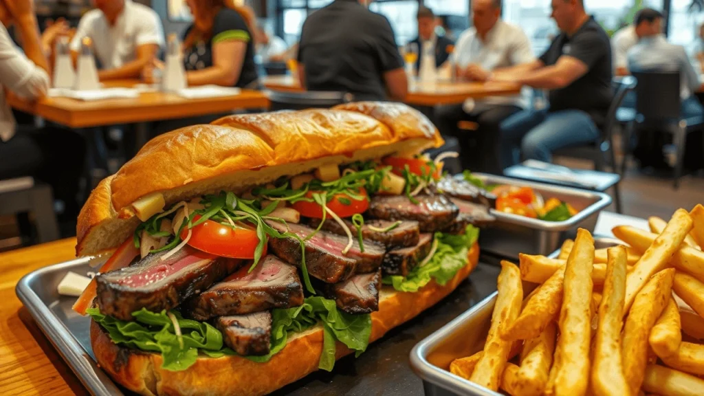 Chef preparing fresh meals in the kitchen at Steak and Hoagie Factory