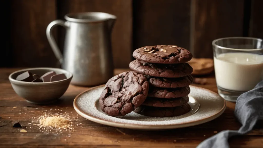 Freshly baked cookies with a glossy chocolate finish