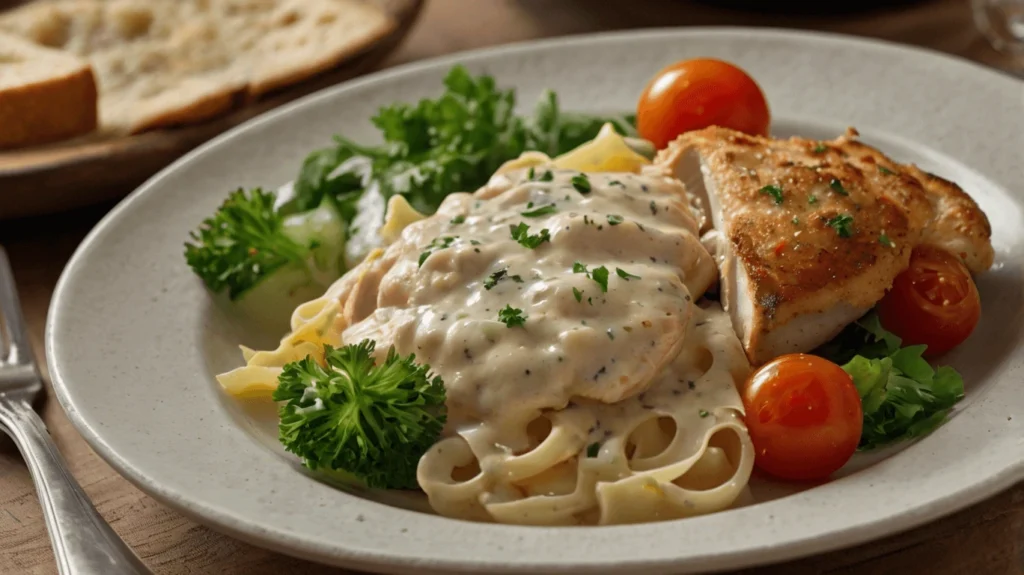 Juicy, golden-brown chicken breasts being seared in a pan for easy chicken alfredo.