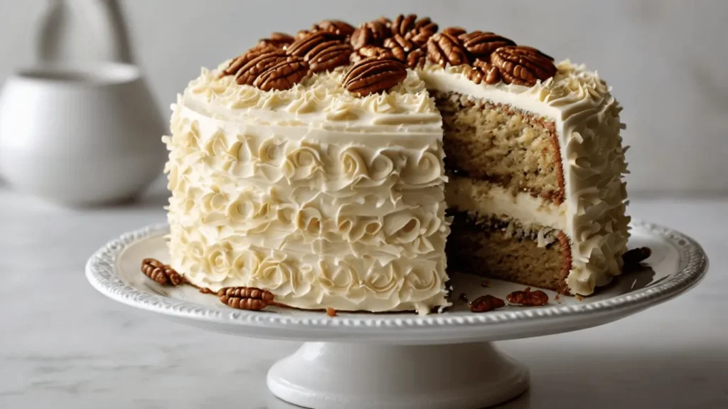 Sliced Italian Cream Cake on a Plate