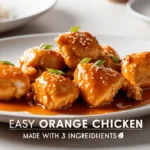 Easy orange chicken recipe with crispy chicken coated in vibrant orange sauce